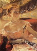 Mary Cassatt Woman with a Pearl Necklace in a Loge for an impressionist exhibition in 1879 oil painting